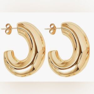 Gold Chunky oblong hoop earrings